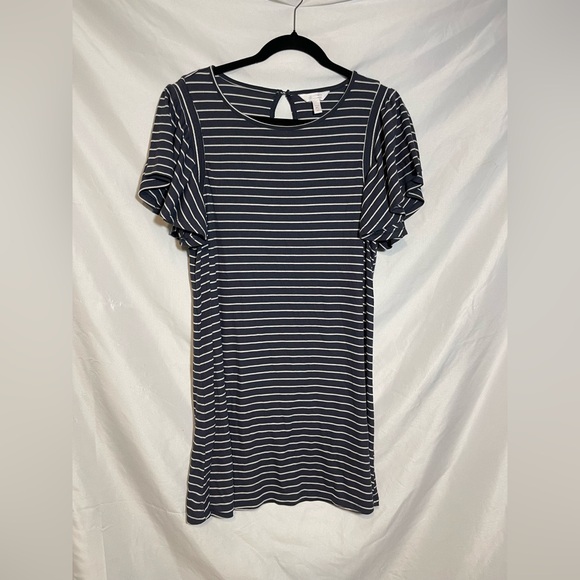 LC Lauren Conrad Navy and Cream Striped Mini Dress - Picture 1 of 7